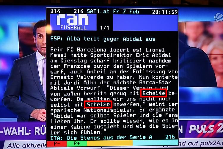 Aufnahme Teletext-Meldung