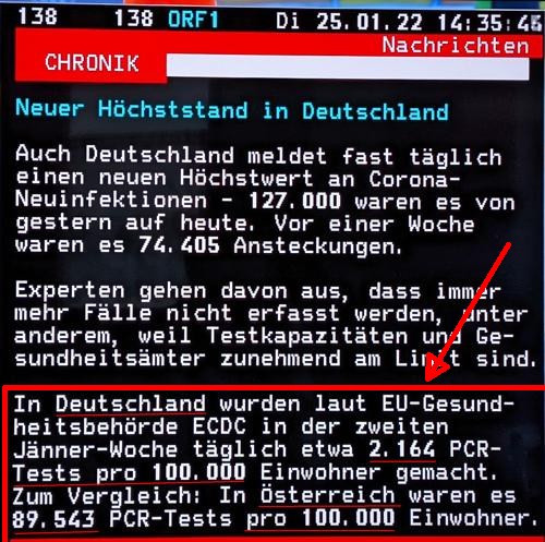 Foto von Teletextmeldung auf orf.at