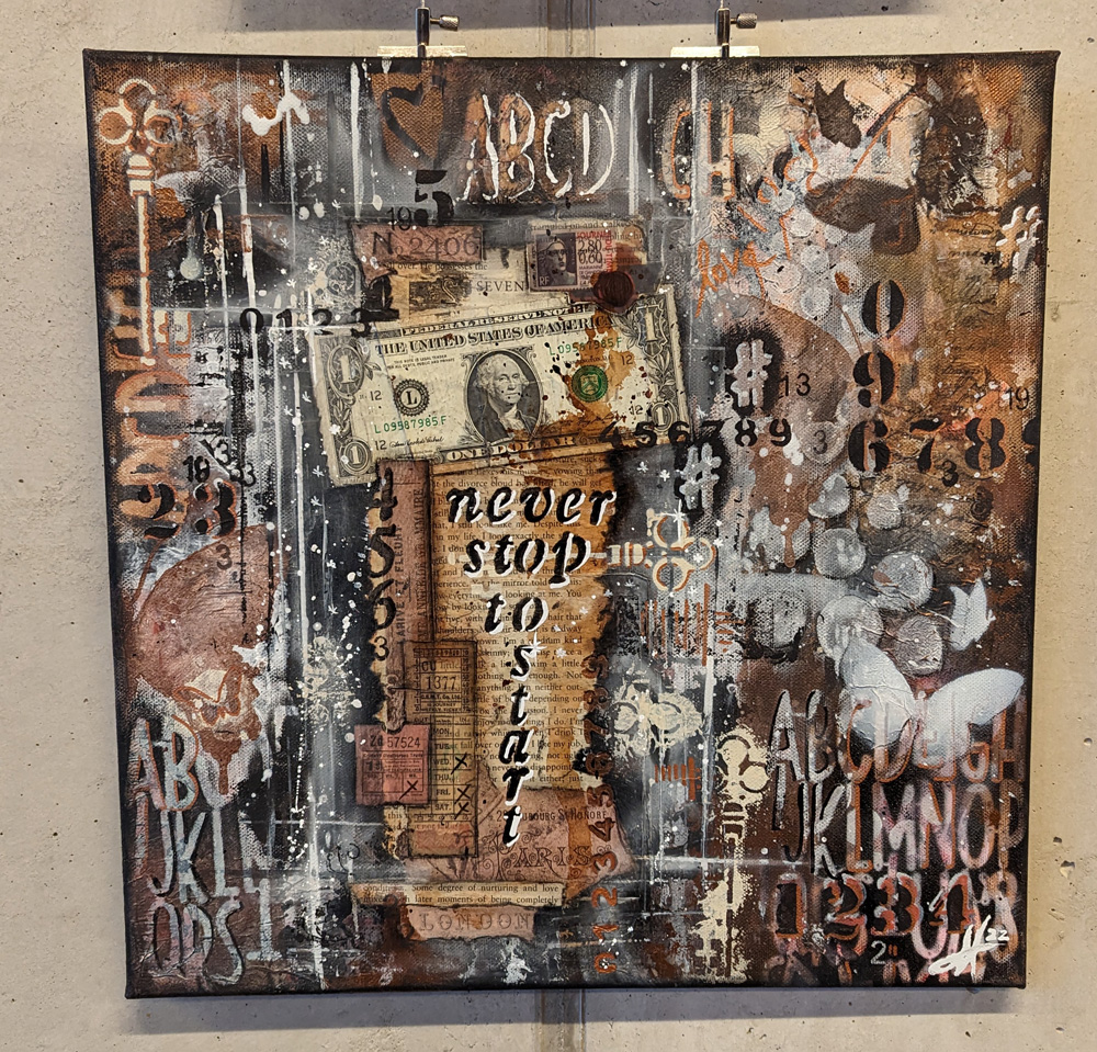 Collage um das Motto 'never stop to start'