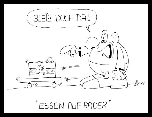 Karikatur: Essen auf Räder