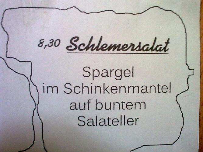 Speisevorschlag mit gleich 2 Fehlern:  beim "Schlemersalat" fehlt das Doppel-m und beim "Salateller" das Doppel-t in der Mitte