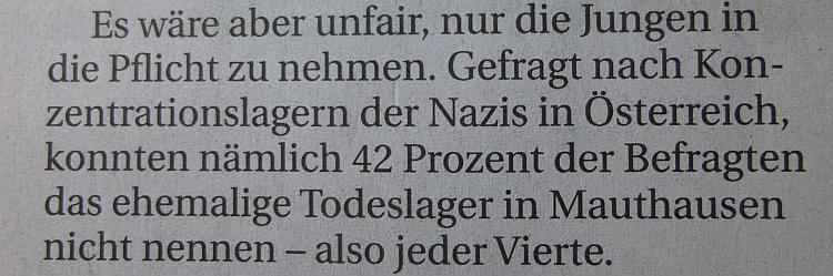 Text Zeitungsauschnitt - Pointe: ... 42 % der Begfragten ... - also jeder Vierte!
