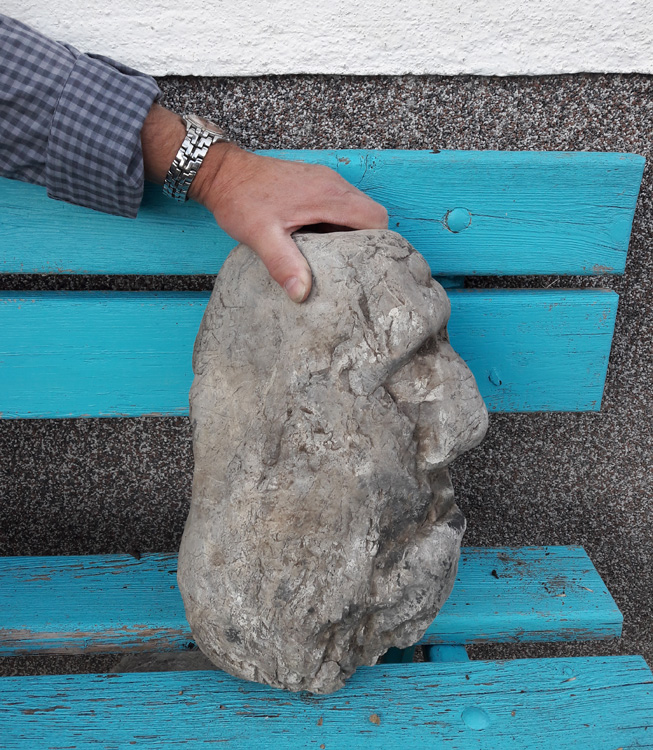 großer Stein, der wie ein Gesicht eines alten Mannes im Profil aussieht